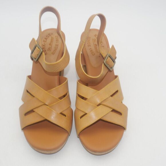 NEW Kork-Ease Hutton Leather Ankle Strap Platform Sandals Yellow Women's 9 - Picture 5 of 8